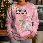Personalised Galah Cockatoo Fighting in Pink Kid Ugly Christmas Sweater Australian Breast Cancer Spirit - Aussie Hoodie