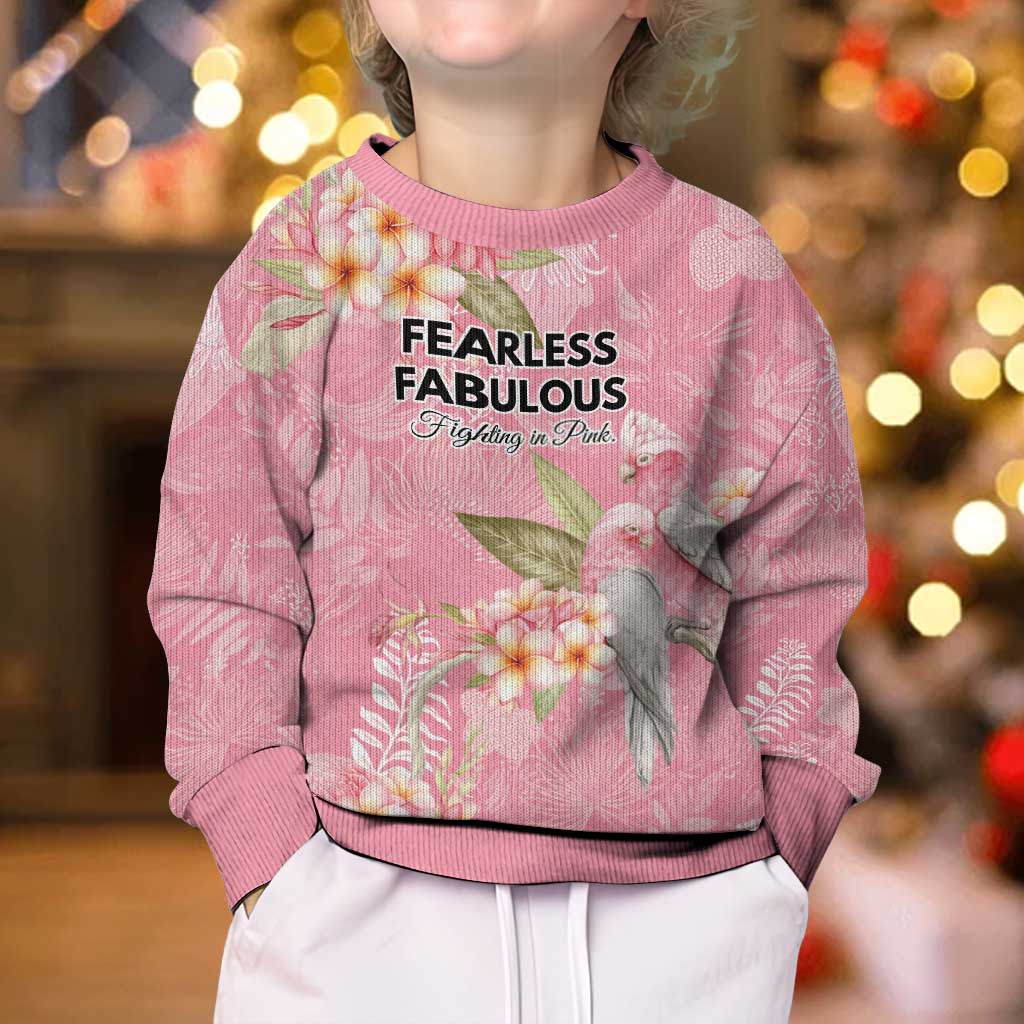 Personalised Galah Cockatoo Fighting in Pink Kid Ugly Christmas Sweater Australian Breast Cancer Spirit - Aussie Hoodie