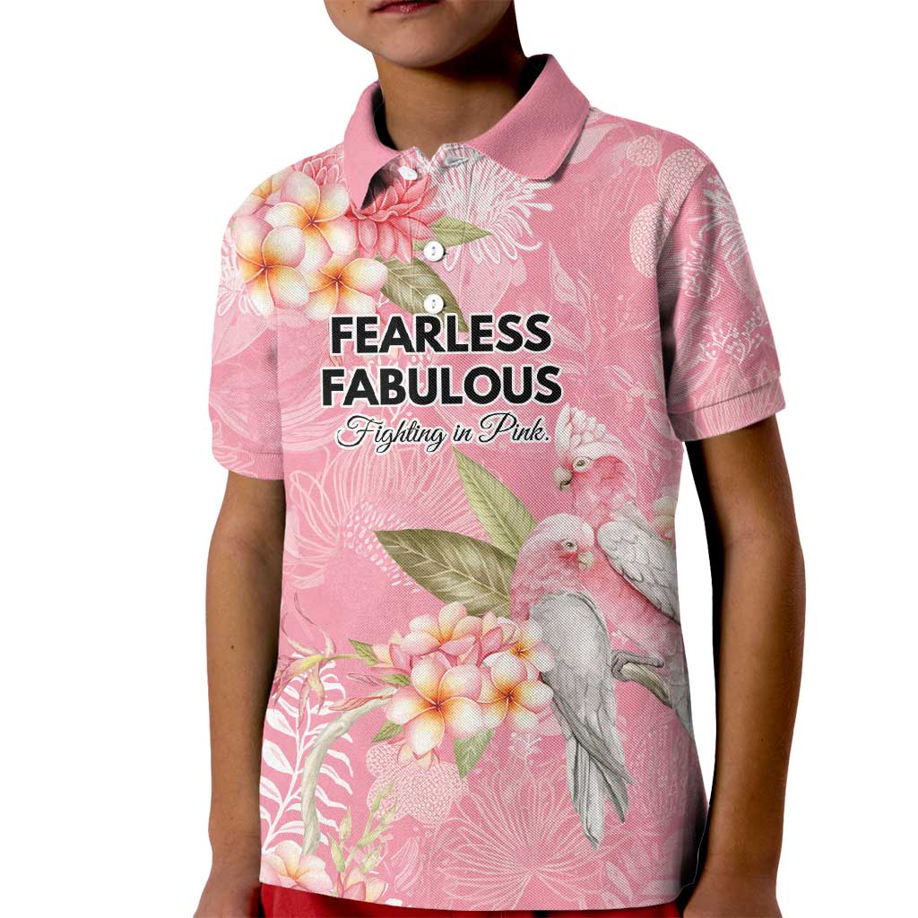 Personalised Galah Cockatoo Fighting in Pink Kid Polo Shirt Australian Breast Cancer Spirit - Aussie Hoodie
