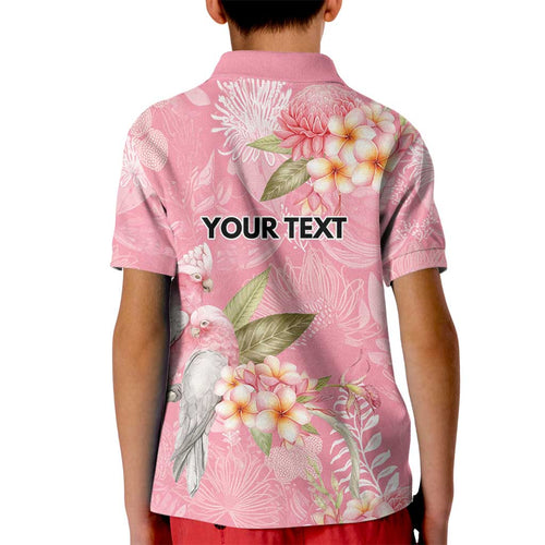 Personalised Galah Cockatoo Fighting in Pink Kid Polo Shirt Australian Breast Cancer Spirit - Aussie Hoodie