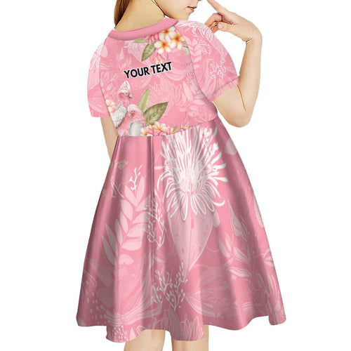 Personalised Galah Cockatoo Fighting in Pink Kid Short Sleeve Dress Australian Breast Cancer Spirit - Aussie Hoodie
