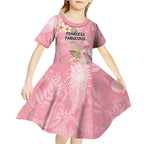 Personalised Galah Cockatoo Fighting in Pink Kid Short Sleeve Dress Australian Breast Cancer Spirit - Aussie Hoodie