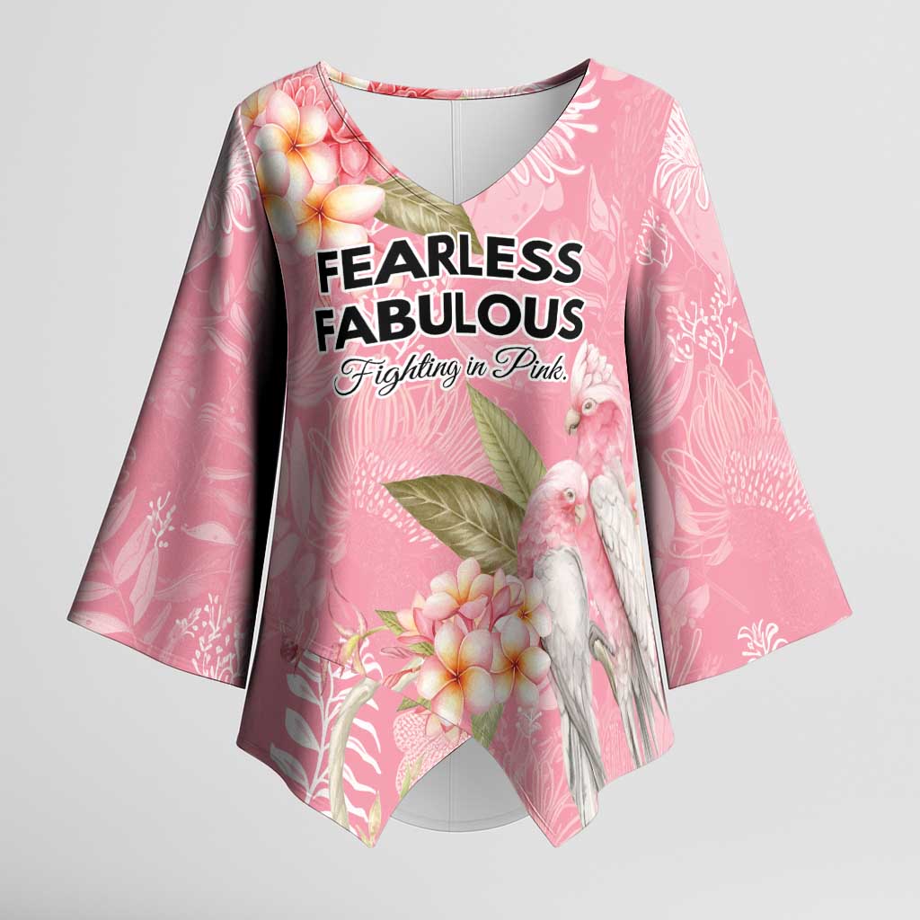 Personalised Galah Cockatoo Fighting in Pink Kimono Sleeve Blouse Australian Breast Cancer Spirit - Aussie Hoodie