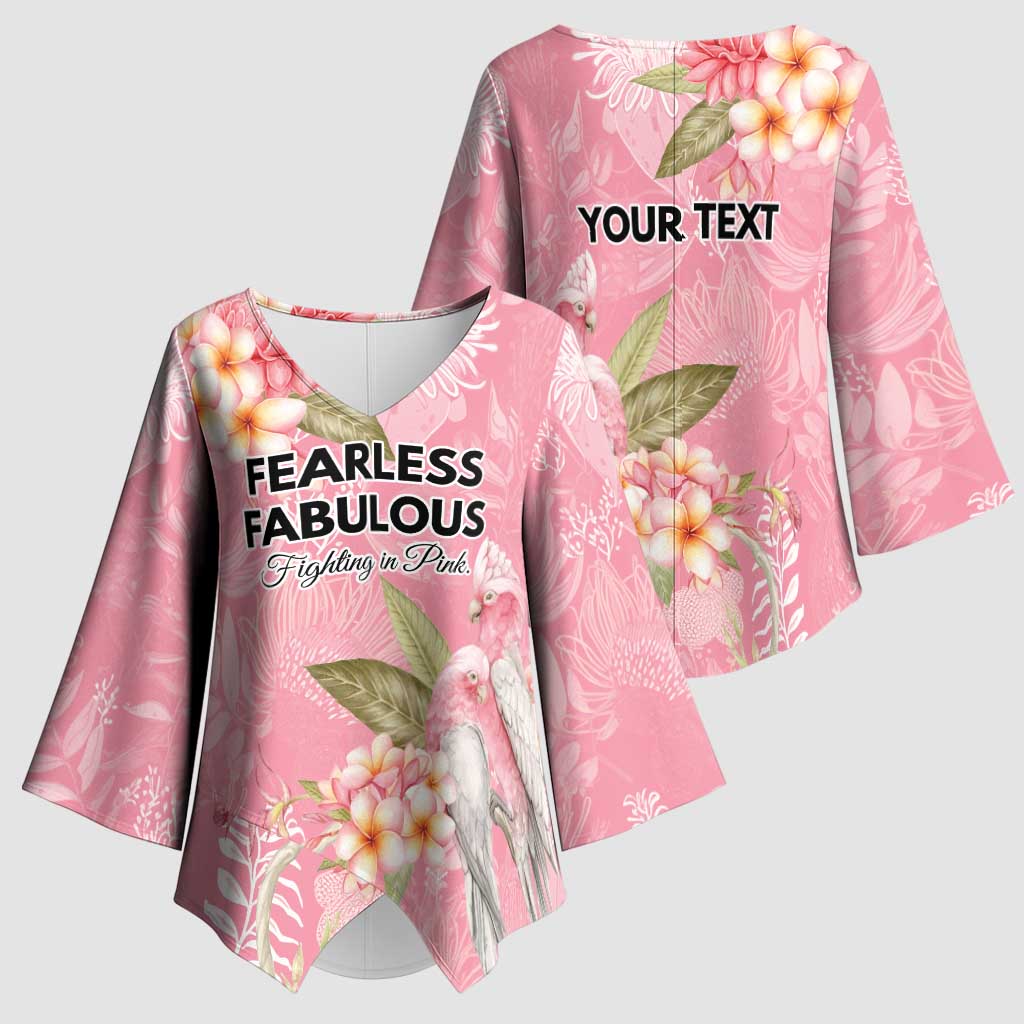 Personalised Galah Cockatoo Fighting in Pink Kimono Sleeve Blouse Australian Breast Cancer Spirit - Aussie Hoodie