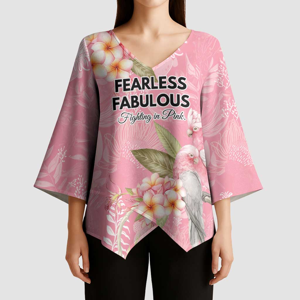Personalised Galah Cockatoo Fighting in Pink Kimono Sleeve Blouse Australian Breast Cancer Spirit - Aussie Hoodie