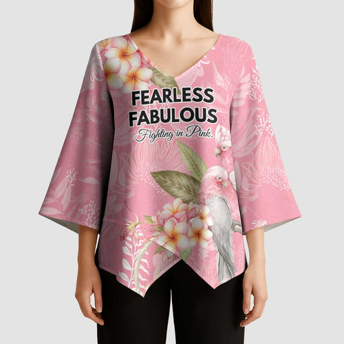 Personalised Galah Cockatoo Fighting in Pink Kimono Sleeve Blouse Australian Breast Cancer Spirit - Aussie Hoodie
