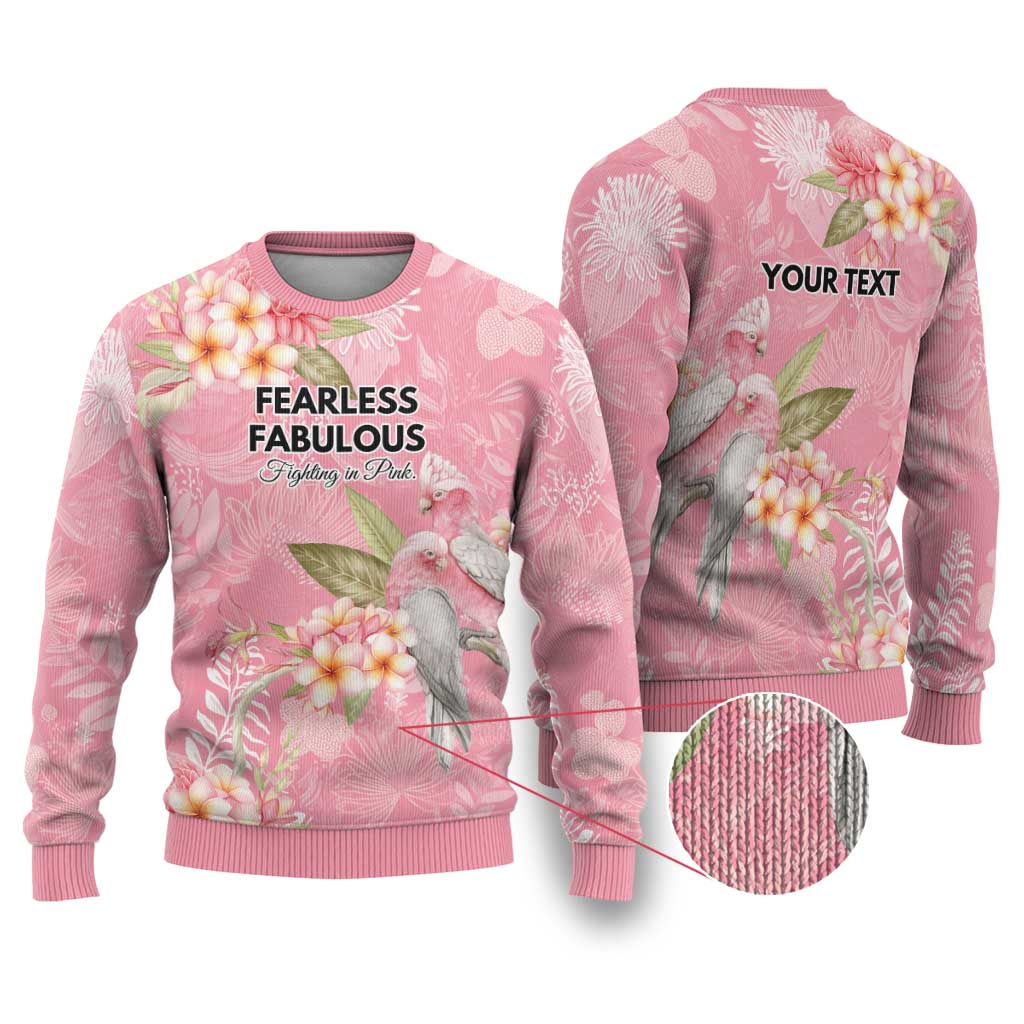 Personalised Galah Cockatoo Fighting in Pink Ugly Christmas Sweater Australian Breast Cancer Spirit - Aussie Hoodie