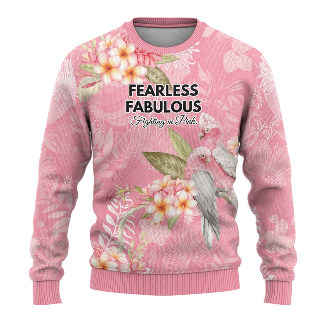 Personalised Galah Cockatoo Fighting in Pink Ugly Christmas Sweater Australian Breast Cancer Spirit - Aussie Hoodie