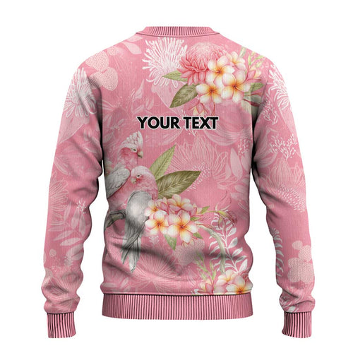 Personalised Galah Cockatoo Fighting in Pink Ugly Christmas Sweater Australian Breast Cancer Spirit - Aussie Hoodie