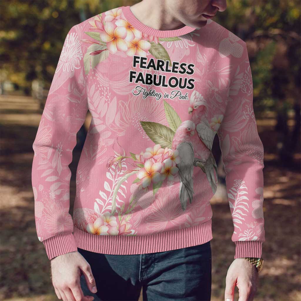 Personalised Galah Cockatoo Fighting in Pink Ugly Christmas Sweater Australian Breast Cancer Spirit - Aussie Hoodie