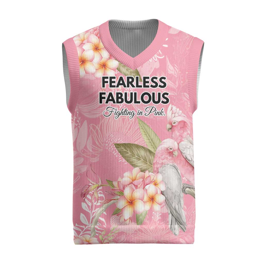 Personalised Galah Cockatoo Fighting in Pink Christmas Knitted V-Neck Vest Australian Breast Cancer Spirit - Aussie Hoodie