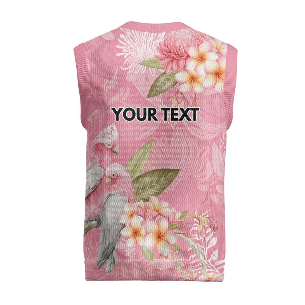 Personalised Galah Cockatoo Fighting in Pink Christmas Knitted V-Neck Vest Australian Breast Cancer Spirit - Aussie Hoodie