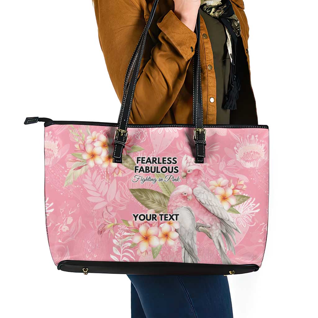 Personalised Galah Cockatoo Fighting in Pink Leather Tote Bag Australian Breast Cancer Spirit - Aussie Hoodie