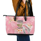 Personalised Galah Cockatoo Fighting in Pink Leather Tote Bag Australian Breast Cancer Spirit - Aussie Hoodie