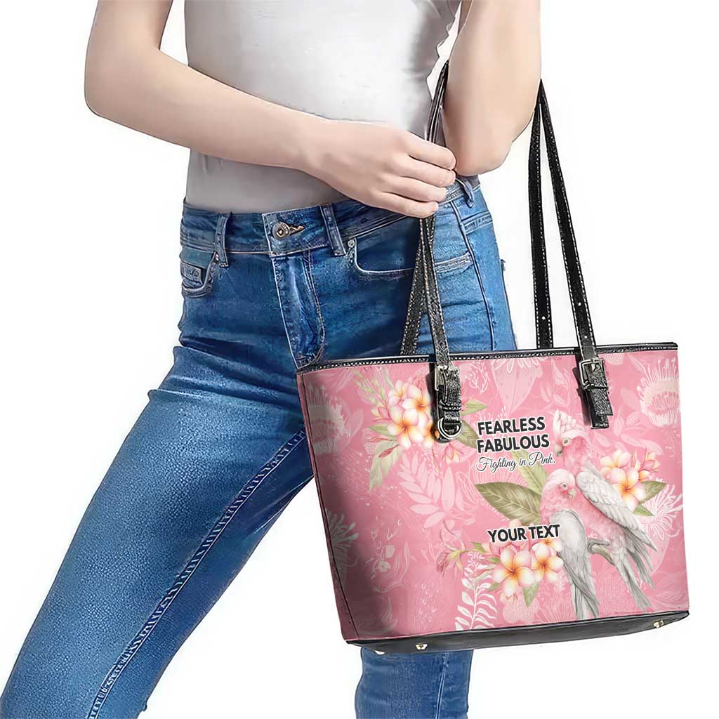 Personalised Galah Cockatoo Fighting in Pink Leather Tote Bag Australian Breast Cancer Spirit - Aussie Hoodie