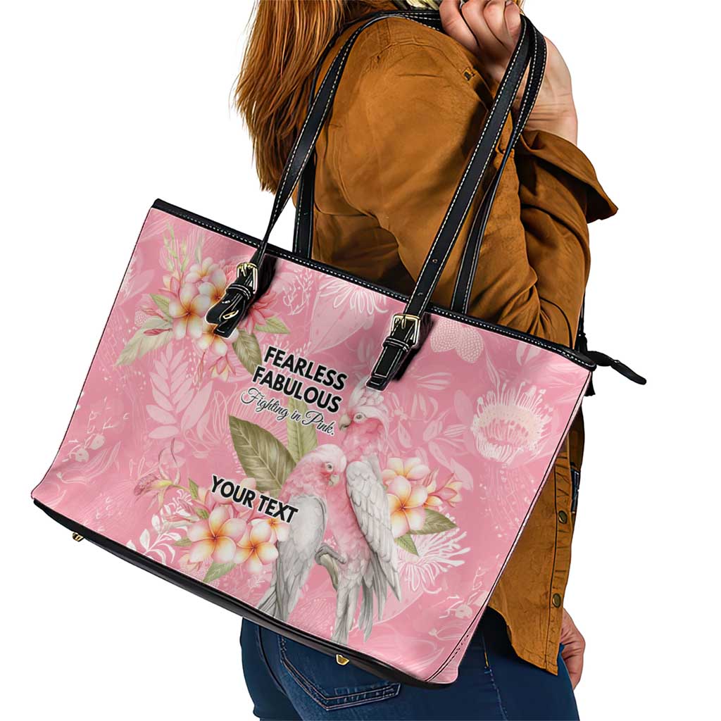 Personalised Galah Cockatoo Fighting in Pink Leather Tote Bag Australian Breast Cancer Spirit - Aussie Hoodie