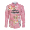 Personalised Galah Cockatoo Fighting in Pink Long Sleeve Button Shirt Australian Breast Cancer Spirit - Aussie Hoodie
