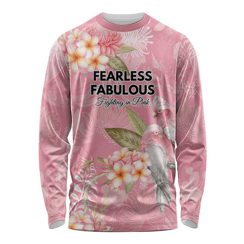 Personalised Galah Cockatoo Fighting in Pink Long Sleeve Shirt Australian Breast Cancer Spirit - Aussie Hoodie
