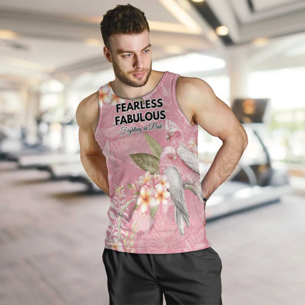 Personalised Galah Cockatoo Fighting in Pink Men Tank Top Australian Breast Cancer Spirit - Aussie Hoodie