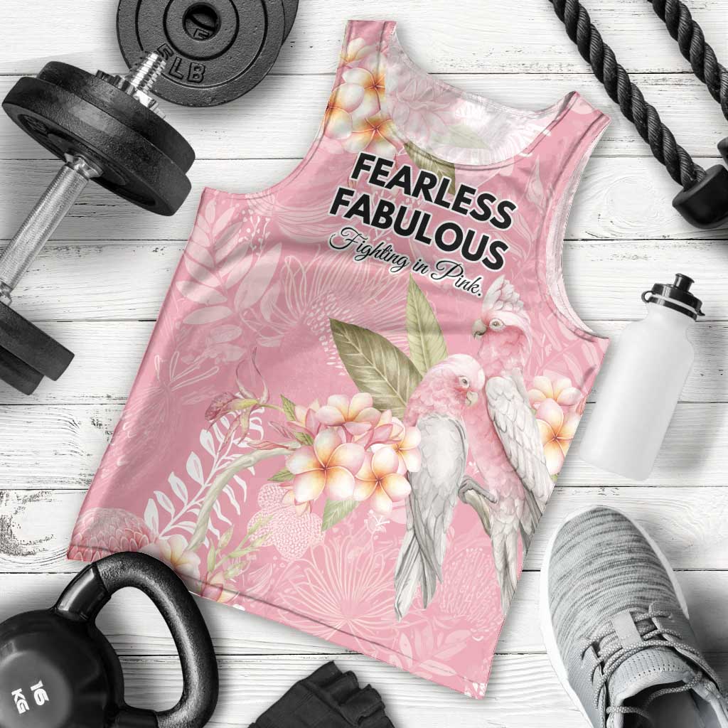 Personalised Galah Cockatoo Fighting in Pink Men Tank Top Australian Breast Cancer Spirit - Aussie Hoodie