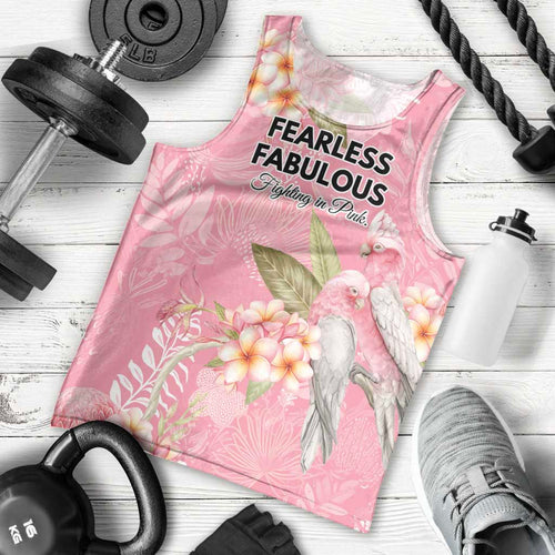 Personalised Galah Cockatoo Fighting in Pink Men Tank Top Australian Breast Cancer Spirit - Aussie Hoodie