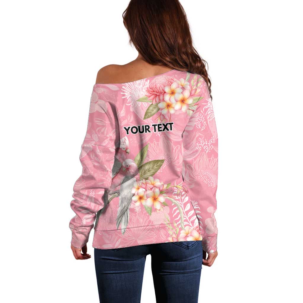 Personalised Galah Cockatoo Fighting in Pink Off Shoulder Sweater Australian Breast Cancer Spirit - Aussie Hoodie