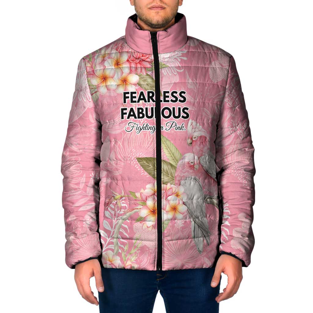 Personalised Galah Cockatoo Fighting in Pink Padded Jacket Australian Breast Cancer Spirit - Aussie Hoodie