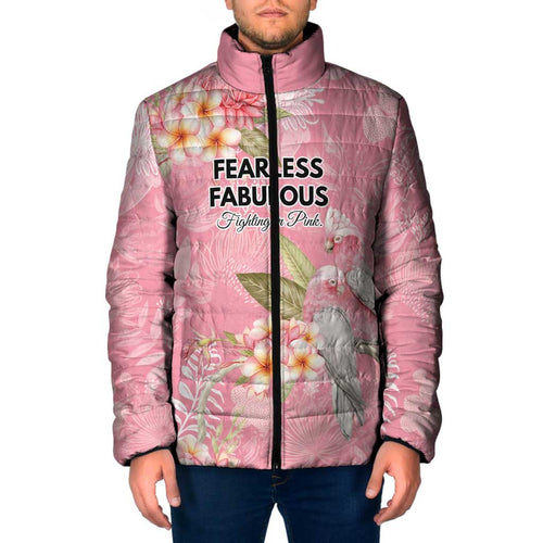 Personalised Galah Cockatoo Fighting in Pink Padded Jacket Australian Breast Cancer Spirit - Aussie Hoodie