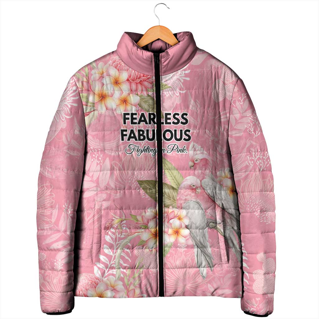 Personalised Galah Cockatoo Fighting in Pink Padded Jacket Australian Breast Cancer Spirit - Aussie Hoodie