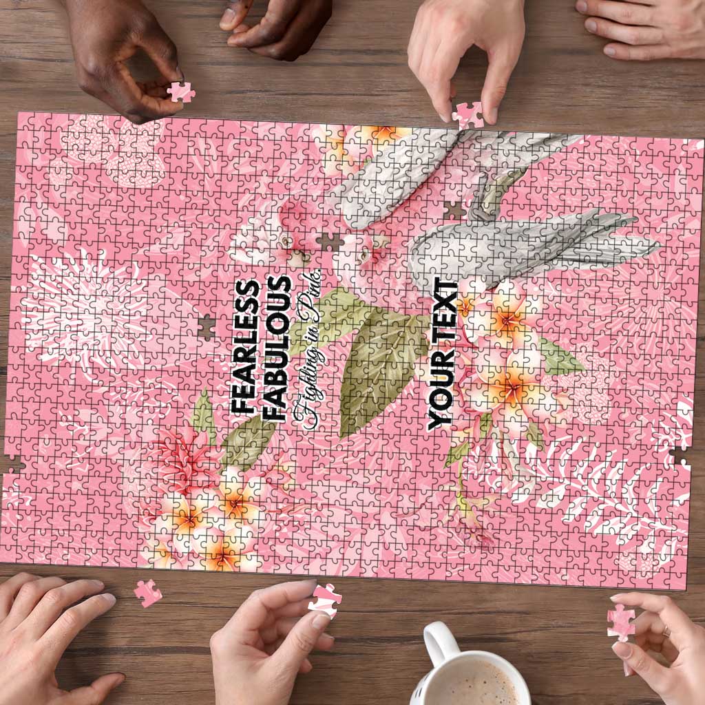 Personalised Galah Cockatoo Fighting in Pink Puzzle Australian Breast Cancer Spirit - Aussie Hoodie