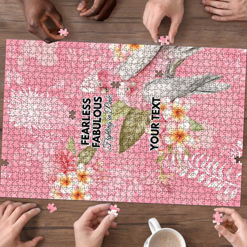 Personalised Galah Cockatoo Fighting in Pink Puzzle Australian Breast Cancer Spirit - Aussie Hoodie