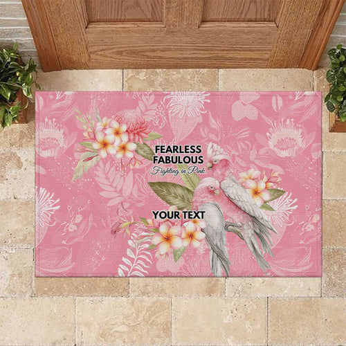 Personalised Galah Cockatoo Fighting in Pink Rubber Doormat Australian Breast Cancer Spirit - Aussie Hoodie