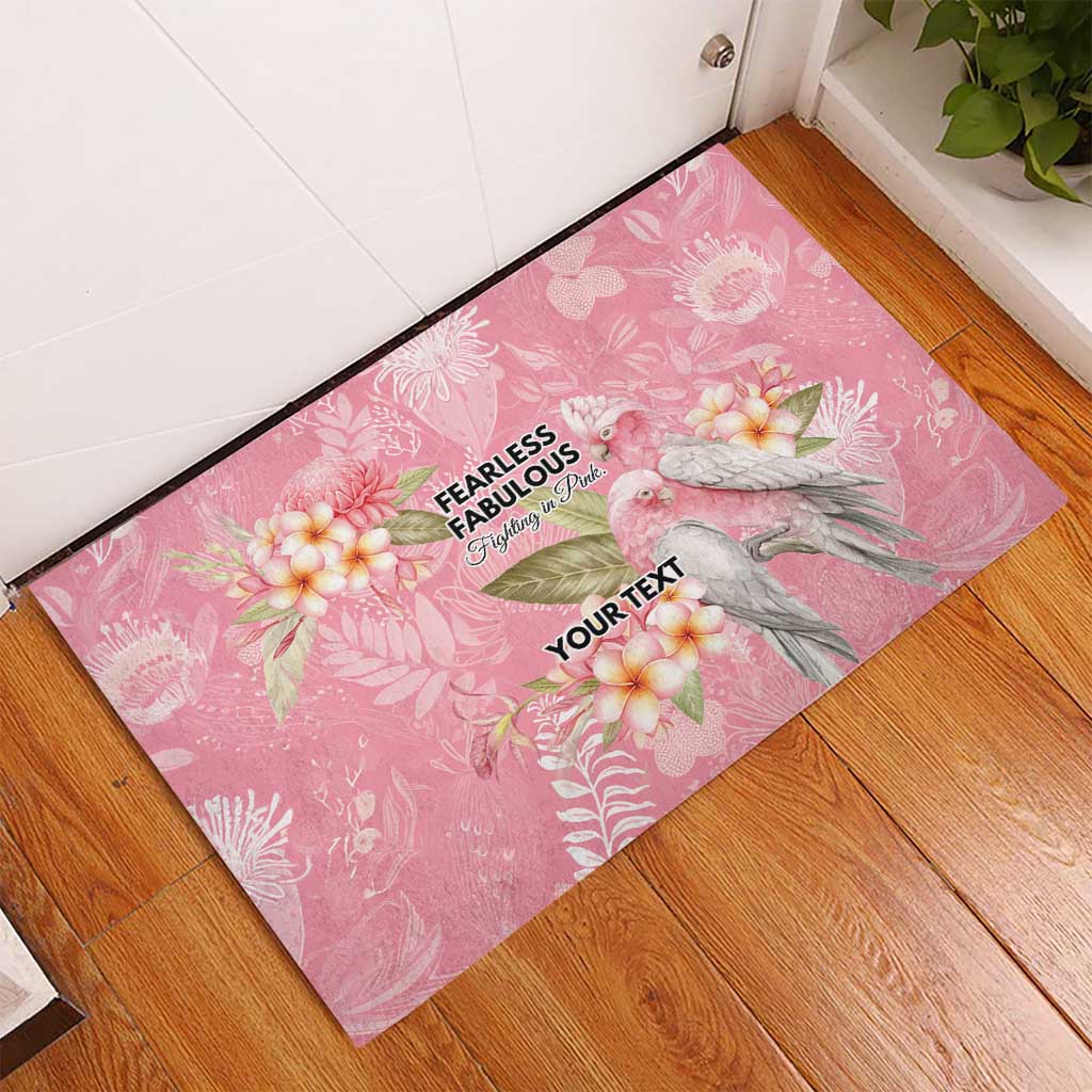 Personalised Galah Cockatoo Fighting in Pink Rubber Doormat Australian Breast Cancer Spirit - Aussie Hoodie