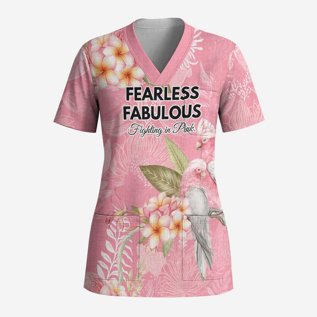 Personalised Galah Cockatoo Fighting in Pink Scrub Top Australian Breast Cancer Spirit - Aussie Hoodie