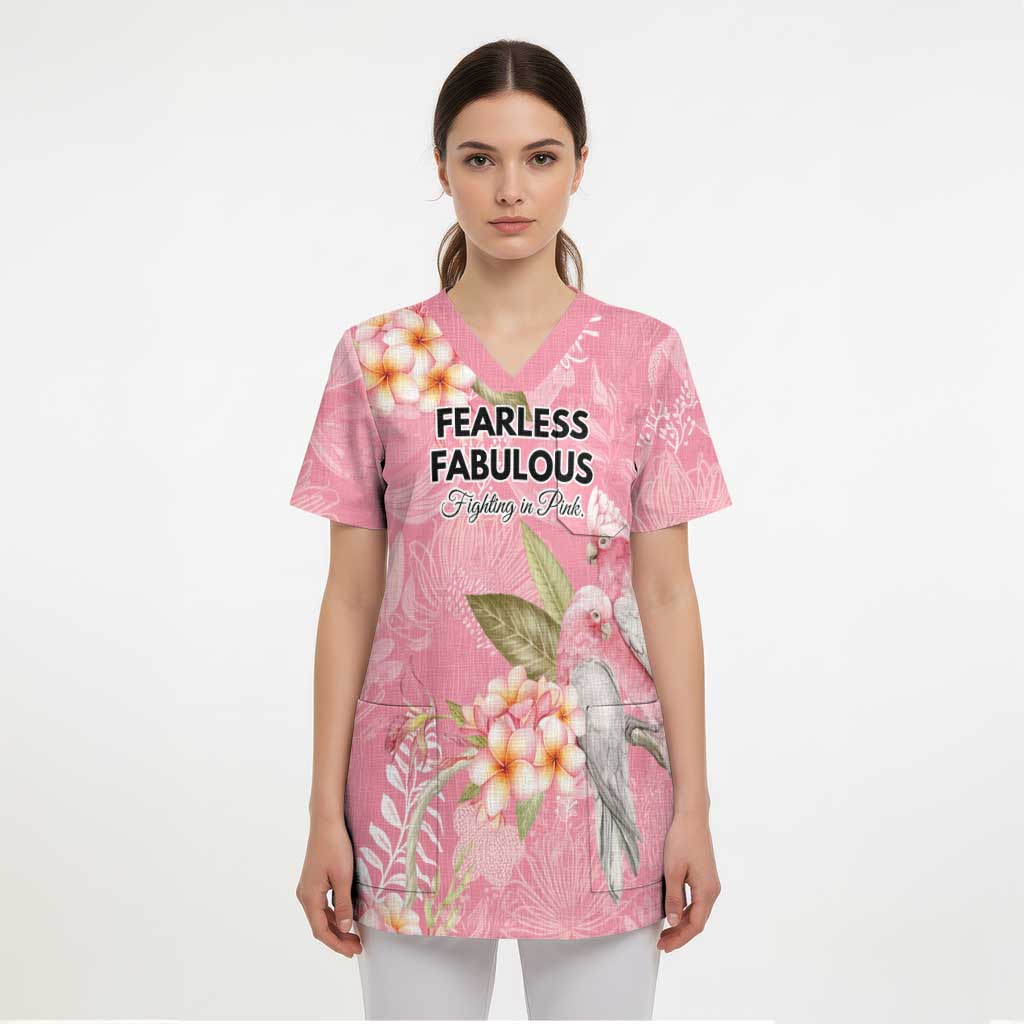 Personalised Galah Cockatoo Fighting in Pink Scrub Top Australian Breast Cancer Spirit - Aussie Hoodie
