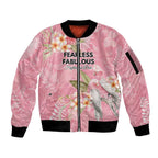 Personalised Galah Cockatoo Fighting in Pink Sleeve Zip Bomber Jacket Australian Breast Cancer Spirit - Aussie Hoodie