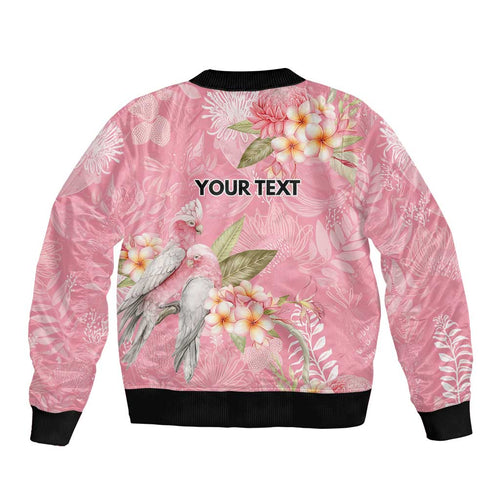 Personalised Galah Cockatoo Fighting in Pink Sleeve Zip Bomber Jacket Australian Breast Cancer Spirit - Aussie Hoodie