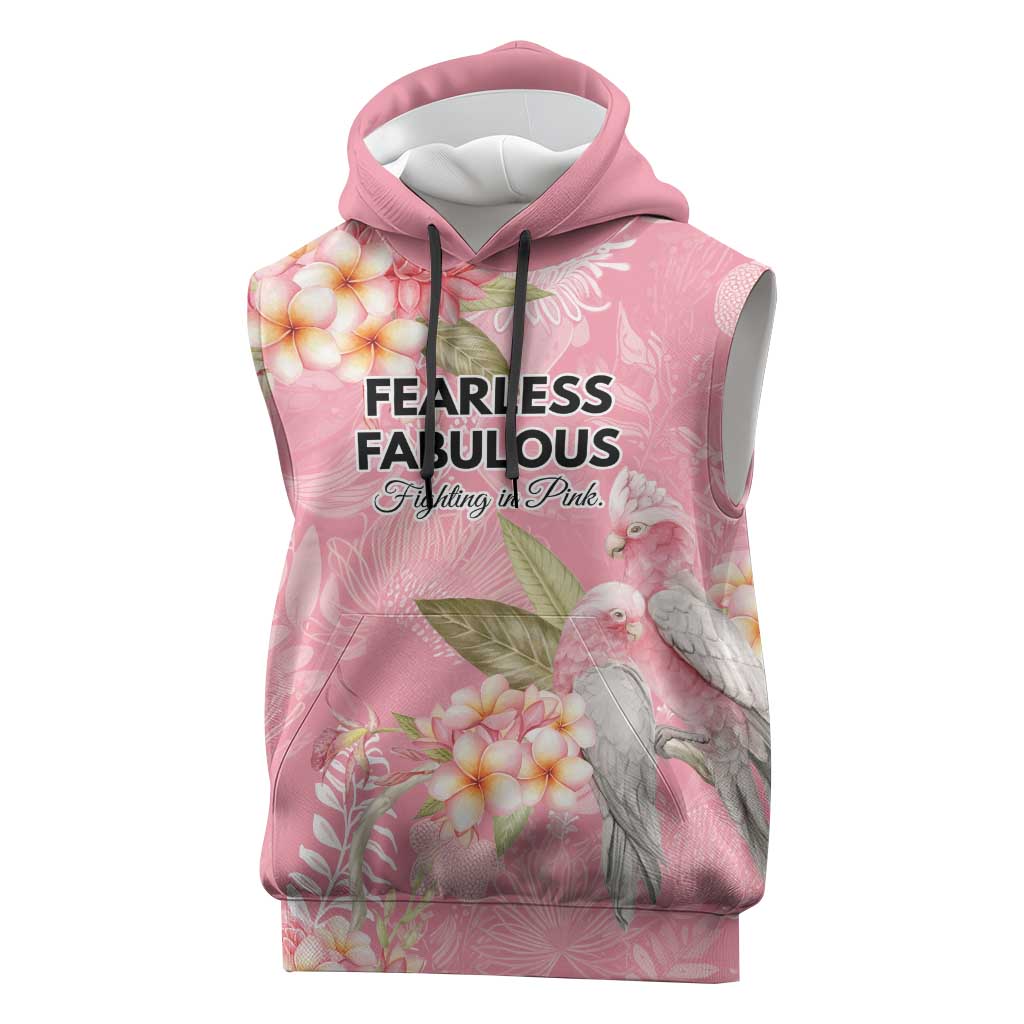 Personalised Galah Cockatoo Fighting in Pink Sleeveless Hoodie Australian Breast Cancer Spirit - Aussie Hoodie