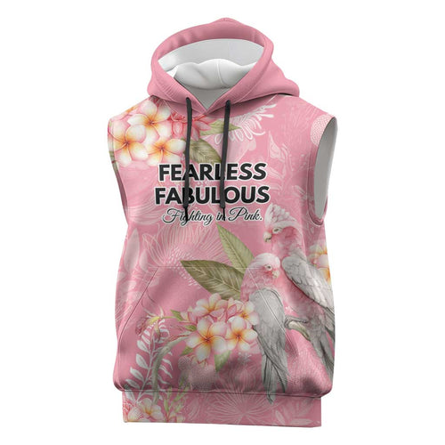 Personalised Galah Cockatoo Fighting in Pink Sleeveless Hoodie Australian Breast Cancer Spirit - Aussie Hoodie