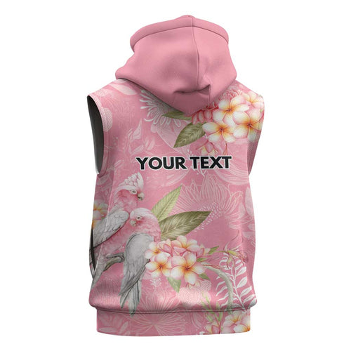 Personalised Galah Cockatoo Fighting in Pink Sleeveless Hoodie Australian Breast Cancer Spirit - Aussie Hoodie