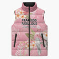 Personalised Galah Cockatoo Fighting in Pink Sleeveless Puffer Jacket Australian Breast Cancer Spirit - Aussie Hoodie