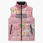 Personalised Galah Cockatoo Fighting in Pink Sleeveless Puffer Jacket Australian Breast Cancer Spirit - Aussie Hoodie