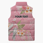 Personalised Galah Cockatoo Fighting in Pink Sleeveless Puffer Jacket Australian Breast Cancer Spirit - Aussie Hoodie