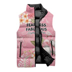Personalised Galah Cockatoo Fighting in Pink Sleeveless Puffer Jacket Australian Breast Cancer Spirit - Aussie Hoodie
