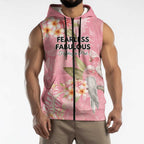 Personalised Galah Cockatoo Fighting in Pink Sleeveless Zip Hoodie Australian Breast Cancer Spirit LT9