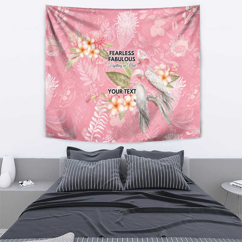 Personalised Galah Cockatoo Fighting in Pink Tapestry Australian Breast Cancer Spirit - Aussie Hoodie