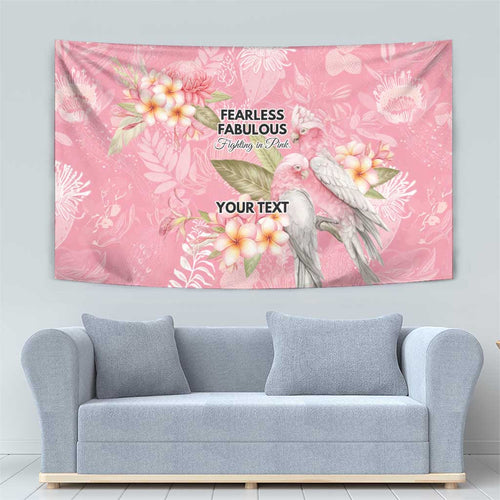 Personalised Galah Cockatoo Fighting in Pink Tapestry Australian Breast Cancer Spirit - Aussie Hoodie