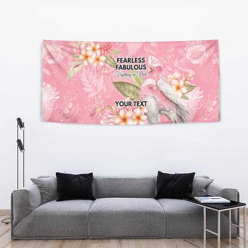 Personalised Galah Cockatoo Fighting in Pink Tapestry Australian Breast Cancer Spirit - Aussie Hoodie
