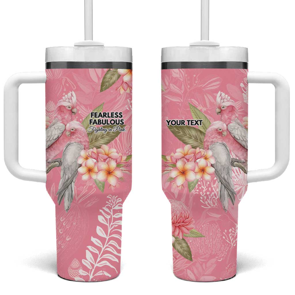 Personalised Galah Cockatoo Fighting in Pink Tumbler With Handle Australian Breast Cancer Spirit - Aussie Hoodie
