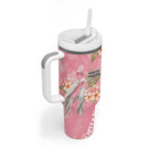 Personalised Galah Cockatoo Fighting in Pink Tumbler With Handle Australian Breast Cancer Spirit - Aussie Hoodie
